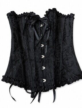 Corset blackTop Women’s Small Lace Brocade Strapless Bustier